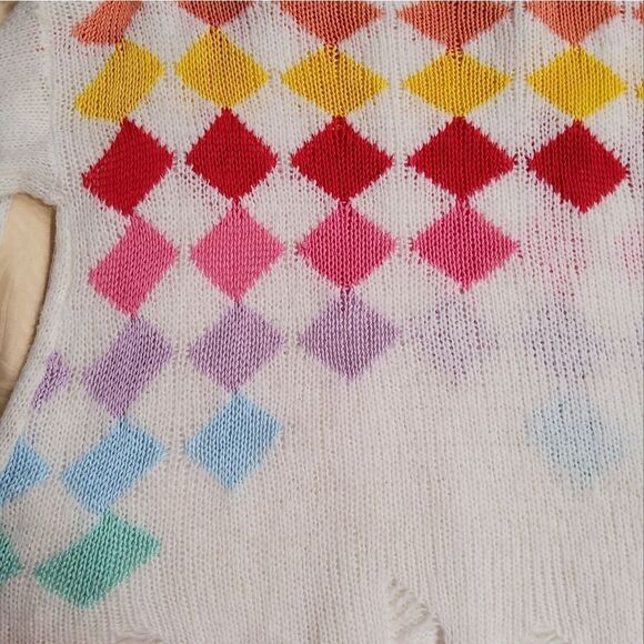 WildFox Rainbow Check Lennon Super Oversize Sweater Size S (Fit M,L) - Picture 9 of 11